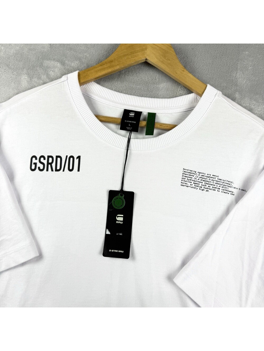 G-Star Raw Men’s White GSRD/01 Graphic T-Shirt Large Streetwear Technical NWT